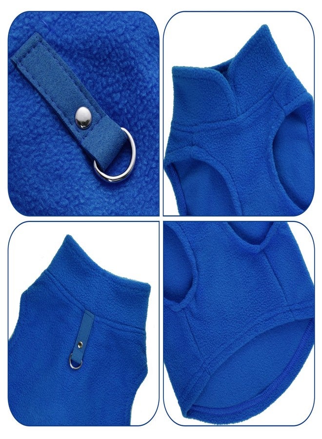 Rbenxia 1 Piece Dog Sweater with Leash Ring Soft Fleece Vest Dog Pullover Warm Jacket Pet Dogs Clothes Winter Dogs Outfits for Small Cat Pets (Blue, Medium) - Image 2